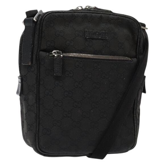 GUCCI GG Canvas Shoulder Bag Black Silver - Picture 1 of 16